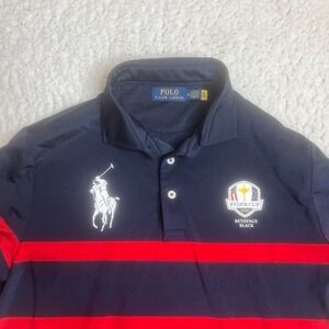 2025 Ryder cup polo Ralph Lauren men's blue striped big pony short sleeve golf M